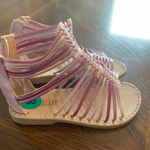 Girls gladiator style sandals- size 8. Pink